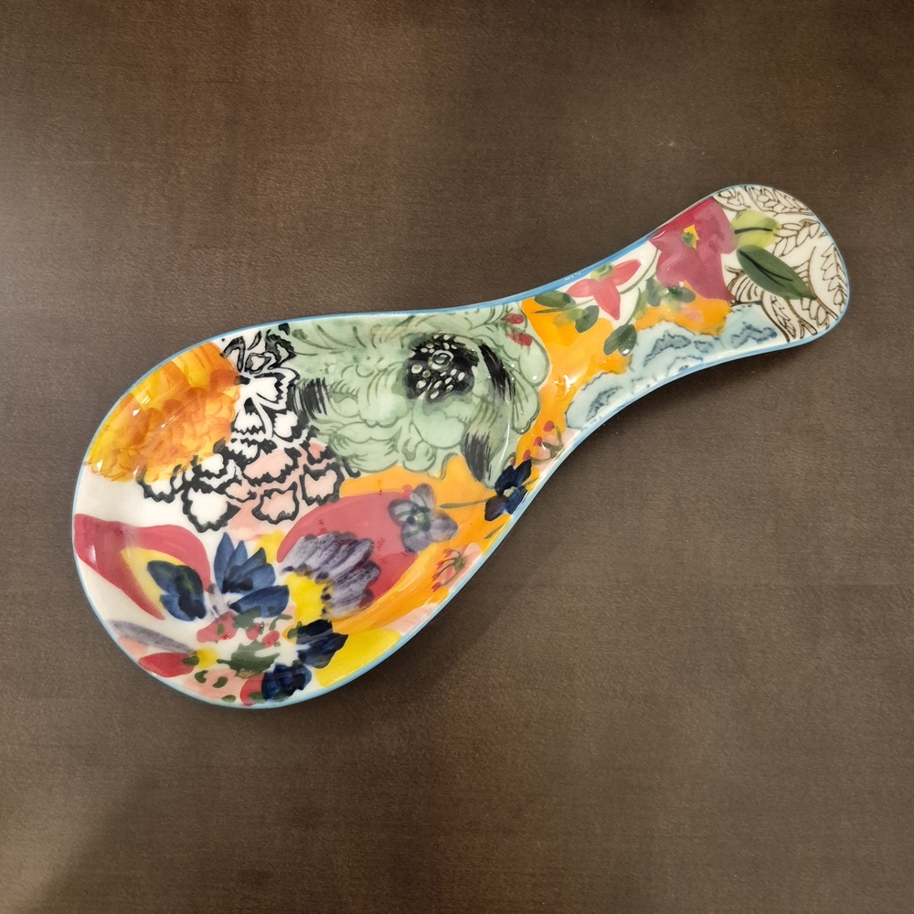 Multicolor Floral Ceramic Spoon Rest